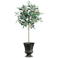 30 Inch Silk Olive Topiary in Tin Urn