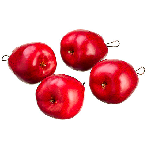 3 Inch Apple with Wire in Bag (4 Per/Bag) Red