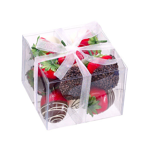 4.5 Inch x 4.5 Inch Faux Chocolate Strawberry w/Hanger Assortment In Box (12 Per/Box)