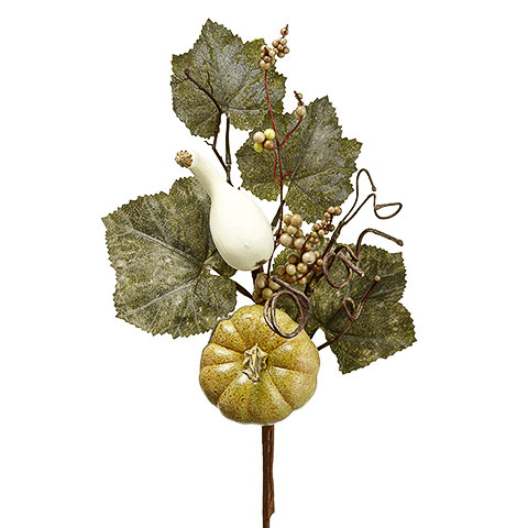 18 Inch Fake Pumpkin/Gourd/Grape Leaf Pick