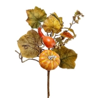 18 Inch Faux Pumpkin/Gourd/Berry/Grape Leaf Pick