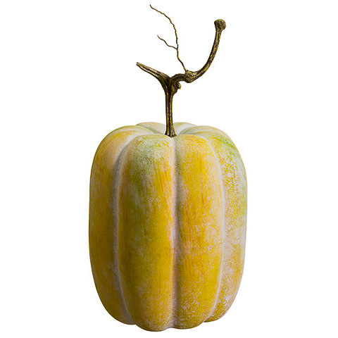 15 Inch Weighted Faux Pumpkin Antique Yellow
