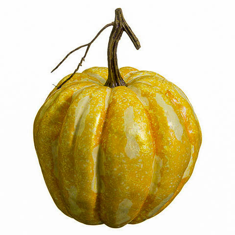 7.5 Inch Weighted Fake Pumpkin Yellow Gold