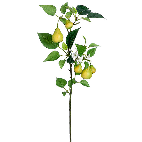 34.5 Inch Artificial Pear Branch Green White