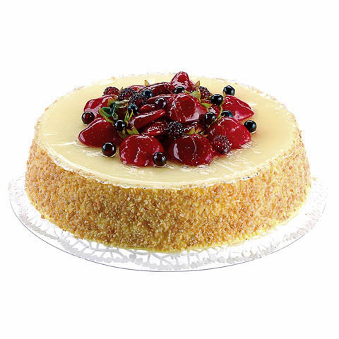 8 Inch D x 2 Inch H Soft Touch Fake Cheese Cake Topped with Strawberry Raspberry