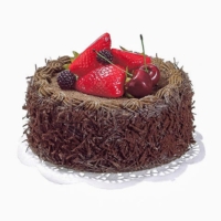6 Inch D x 2 Inch H Fake Chocolate Cake with Berry