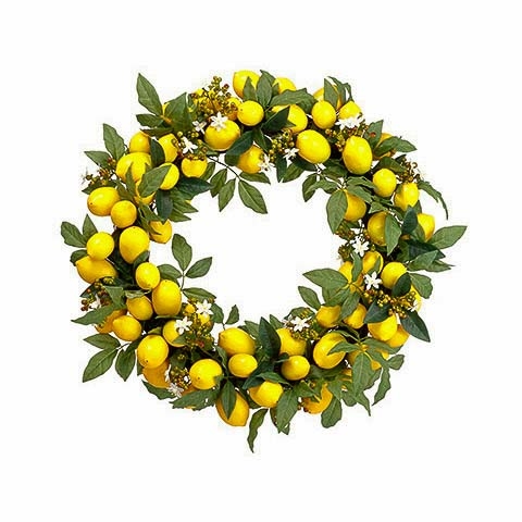 24 Inch Faux Lemon Wreath Yellow Green