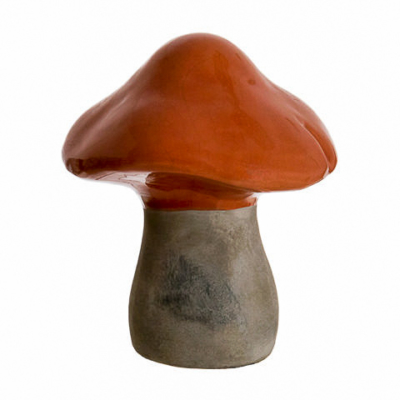 8 Inch Stoneware Faux Mushroom Orange Brown