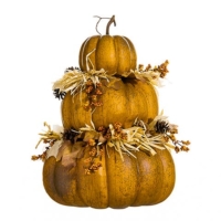 21 Inch Stacking Pumpkin With Berry Pine Cone Toffee Brown