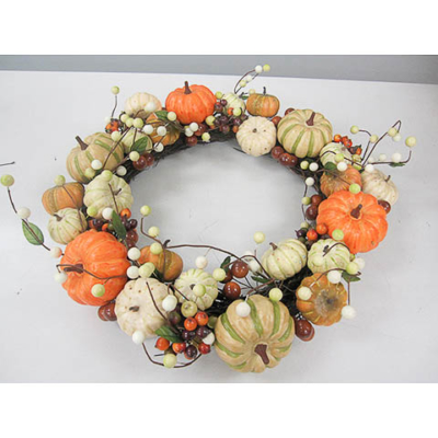 18 Inch Pumpkin Decorative Wreath Orange Yellow